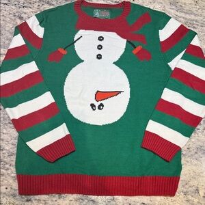 Ugly Christmas Sweater Green Snowman Crewneck